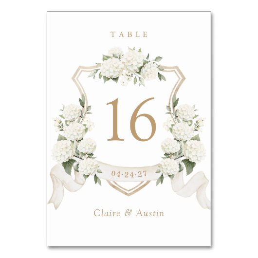 Table Floral Elegant Blanc Hydrangea Crest Numéro de tab (Dos)