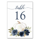 Table Floral Navy Blue Citrouille Fall Rustic Numéro de  (Dos)