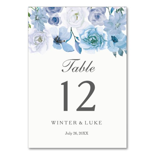 Table Florales d'hiver : Bleu Blanc Mariage Numéro de ta (Par défaut)
