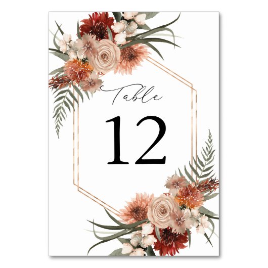 Table Flore rustique Terre et Champagne Numéro de tablea (Par défaut)