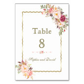 Table Glamour Or Blush rose Floral Numéro de tableau (Dos)