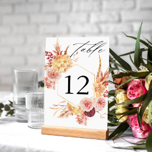 Table Golden Burgundy & Blush rose Floral Numéro de tabl