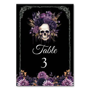 Table Gothique Floral Crâne Halloween Mariage Numéro de 