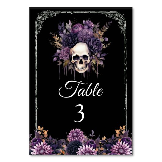 Table Gothique Floral Crâne Halloween Mariage Numéro de  (Par défaut)