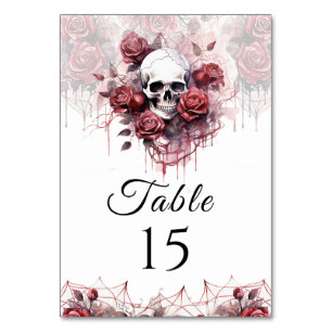 Table Gothique Floral Crâne Halloween Mariage Numéro de 