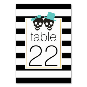 Table Halloween crâne couple aqua mariage numéro de tabl