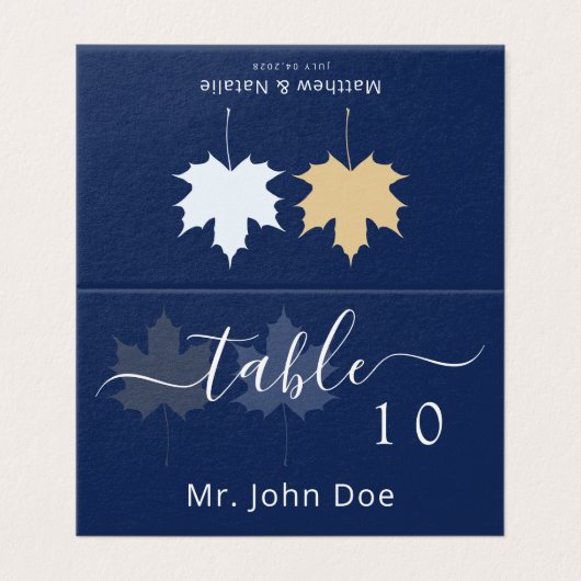 Table Invité Feuille d'Érable Or Bleu Marine Éléga (Outside Unfolded)