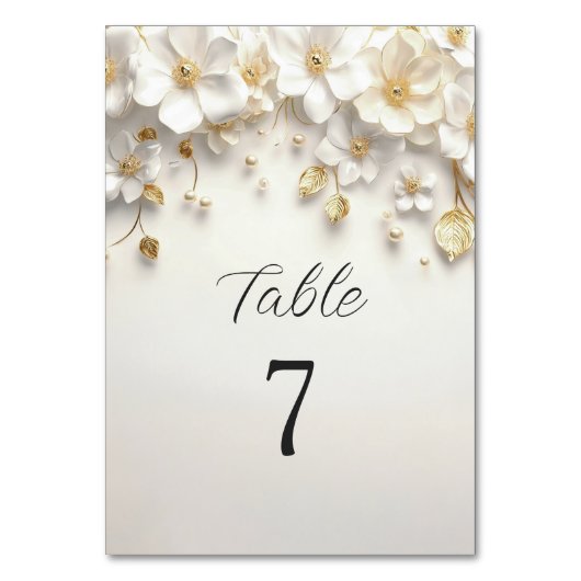 Table Ivory White Floral Gold Feuilles Numéro de tableau (Par défaut)
