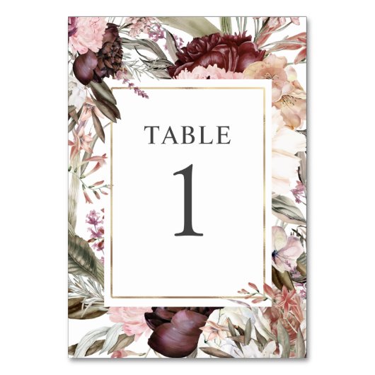 Table Jardin enchanté Élégant Boho Floral Numéro de tabl (Par défaut)