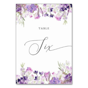 Table Lavande florale Numéro de six tables