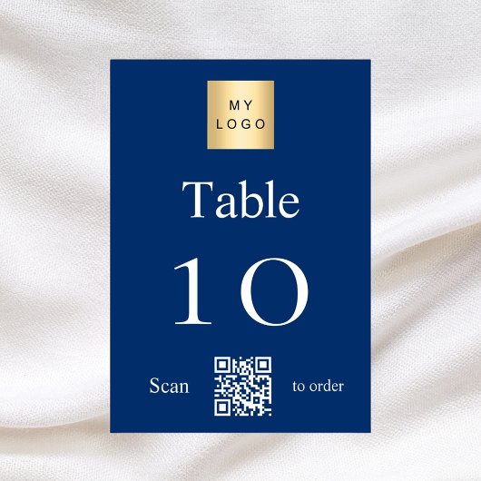 Table logo commercial bleu marine QR code numéro de tabl