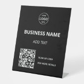 Table Logo de code QR Noir moderne signe de piédestal (Recto)