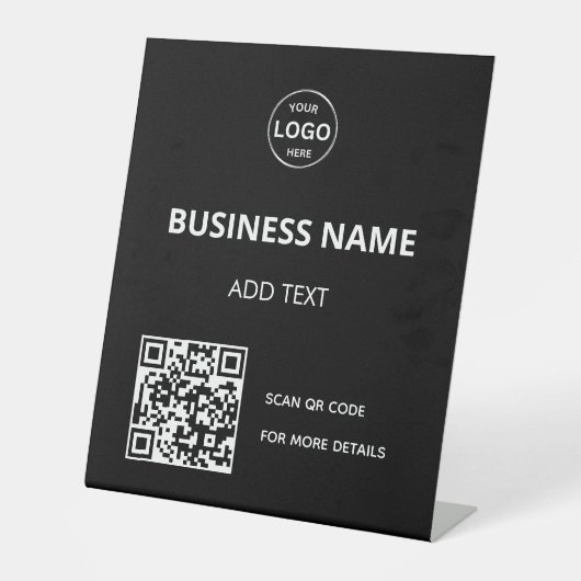 Table Logo de code QR Noir moderne signe de piédestal (Recto)
