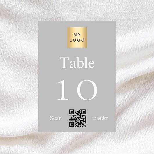 Table logo d'entreprise blanc argenté QR code numéro de