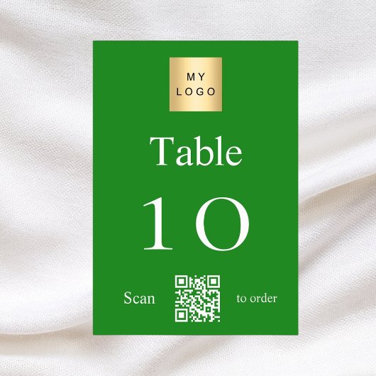 Table Logo d'entreprise blanc vert QR code numéro de tab