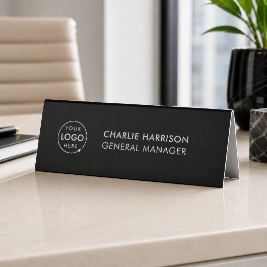 Table Logo d'entreprise | Plaque de bureau noire moderne