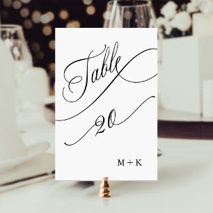 Table Luxueux numéro de mariage 20 en noir et blanc,