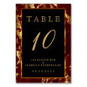 Table Marbre rouge foncé et or - Numéro de tableau (Dos)