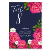 Table Mariage bleu et rose de minuit - Numéro de tableau (Dos)