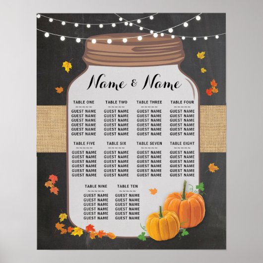 Table Mariage Citrouille Automne Chalk Poster Sièg (Devant)