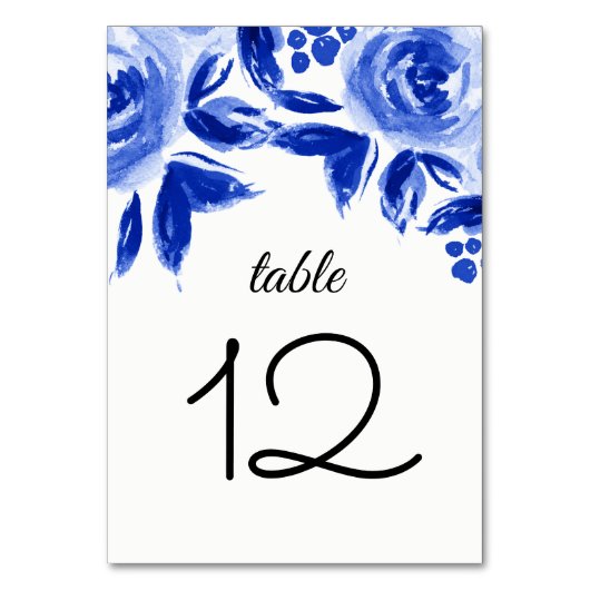Table Mariage d'aquarelle bleu floral Numéro de tableau  (Par défaut)