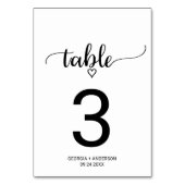 Table Mariage de calligraphie noire simple Numéro de tab (Dos)
