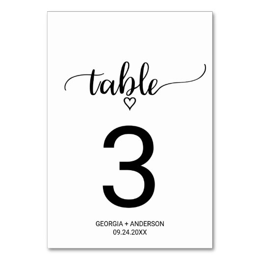 Table Mariage de calligraphie noire simple Numéro de tab (Par défaut)