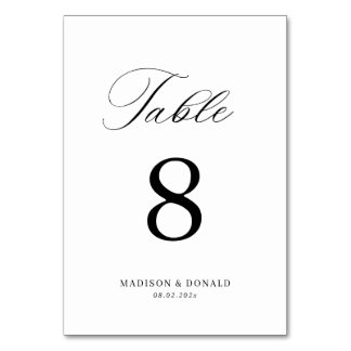 Table mariage de calligraphie noire simple numéro de tab