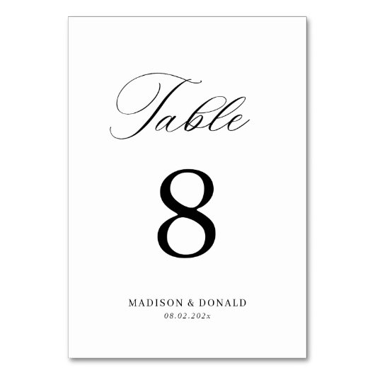 Table mariage de calligraphie noire simple numéro de tab (Par défaut)