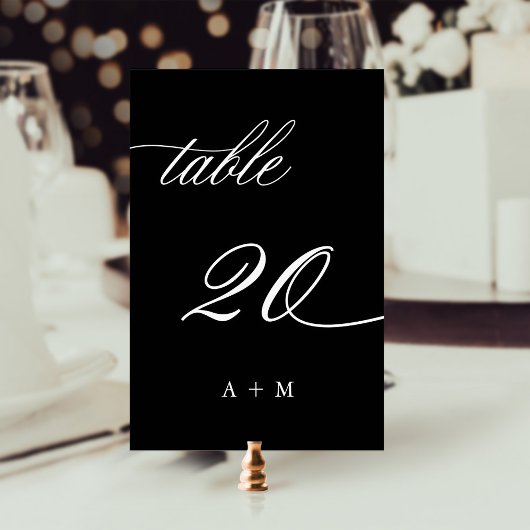 Table Mariage de calligraphie romantique Numéro 20, Noir