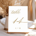 Table Mariage de calligraphie romantique or numéro 14,<br><div class="desc">Tableau 14. Veuillez vérifier tous les numéros disponibles. | Numéro de table de mariage de calligraphie tourbillonnant romantique et élégant avec monogrammes. Pour une personnalisation plus avancée de cette conception,  cliquez sur le BOUTON OUTIL DESIGN BLEU ci-dessus !</div>