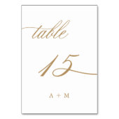 Table Mariage de calligraphie romantique or numéro 15, (Par défaut)