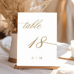 Table Mariage de calligraphie romantique or numéro 18,<br><div class="desc">Tableau 18. Veuillez vérifier tous les numéros disponibles. | Numéro de table de mariage de calligraphie tourbillonnant romantique et élégant avec monogrammes. Pour une personnalisation plus avancée de cette conception,  cliquez sur le BOUTON OUTIL DESIGN BLEU ci-dessus !</div>