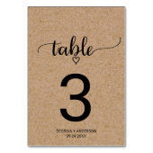 Table Mariage de calligraphie simple Faux Kraft Numéro d (Dos)