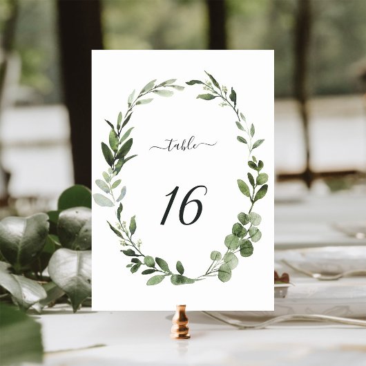 Table Mariage de couronne verte Eucalyptus Numéro de tab