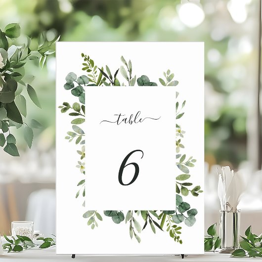 Table Mariage de feuillage vert Eucalyptus Numéro de tab