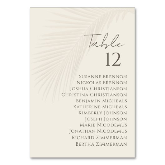 Table Mariage de feuille de palme tropicale Numéro du ta (Par défaut)