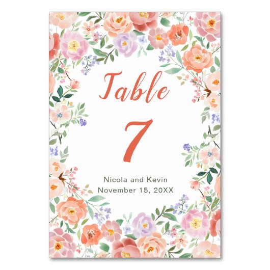 Table Mariage de fleurs printanières Numéro de tableau (Par défaut)