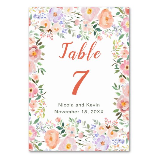 Table Mariage de fleurs printanières Numéro de tableau (Par défaut)