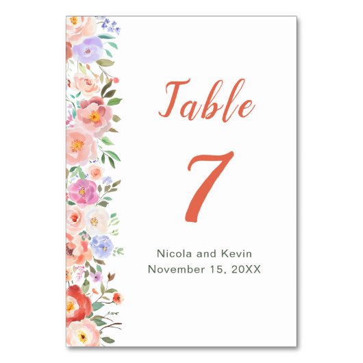Table Mariage de fleurs printanières Numéro de tableau (Par défaut)