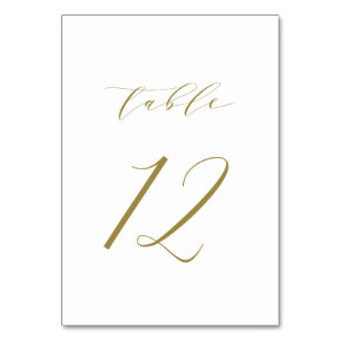 Table Mariage de script minimaliste or Numéro de tableau