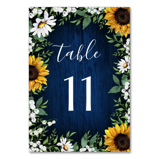 Table Mariage de tournesol bleu de la Marine Numéro de t (Par défaut)