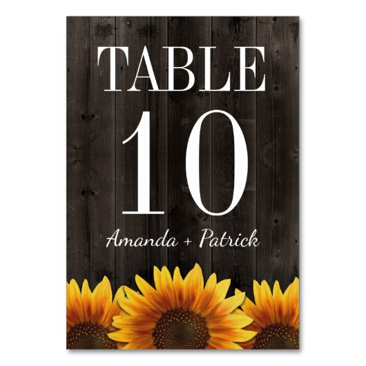 Table Mariage de tournesol en bois rustique Numéro de ta (Par défaut)