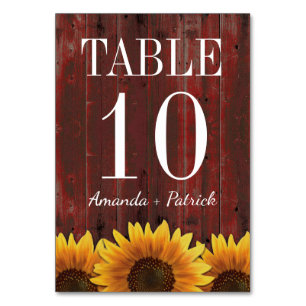 Table Mariage de tournesol en bois rustique Numéro de ta
