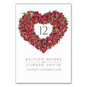 Table Mariage de tulipes rouges monogramme numéro de tab (Dos)