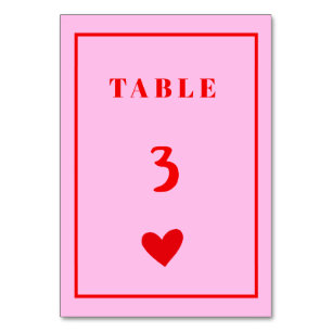 Table Mariage d'écriture manuscrite rose rétro Numéro de
