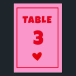 Table Mariage d'écriture manuscrite rose rétro Numéro de<br><div class="desc">Table Mariage d'écriture manuscrite Retro Rose Red Heart</div>