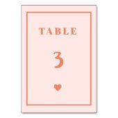 Table Mariage d'écriture manuscrite rose rétro Numéro de (Dos)