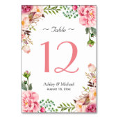 Table Mariage d'enveloppement floral rose pâle Numéro de (Dos)