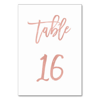Table Mariage d'or Rose moderne Fairytale Numéro de tabl